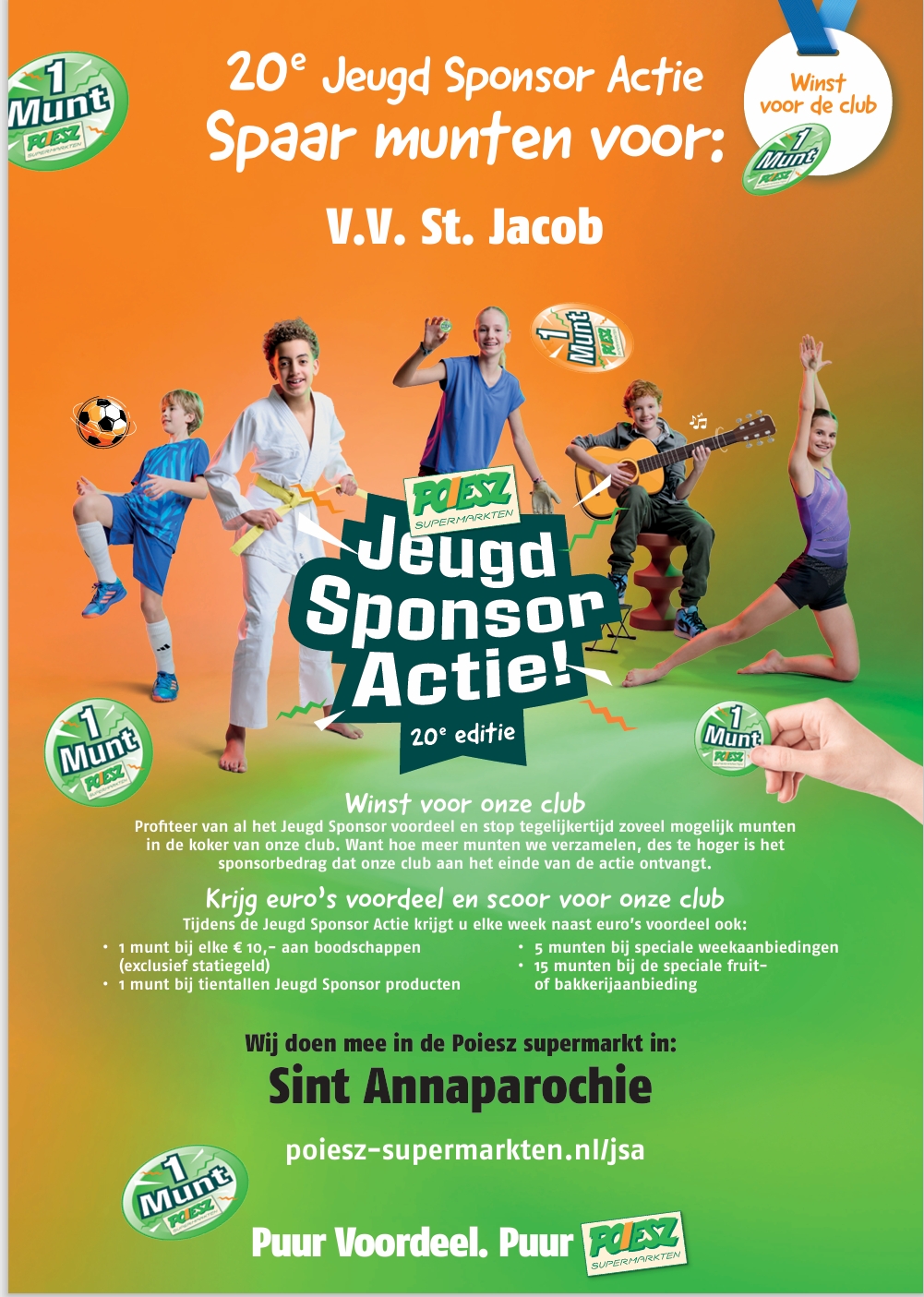 Kom naar Poiesz en verzamel munten voor VV St. Jacob